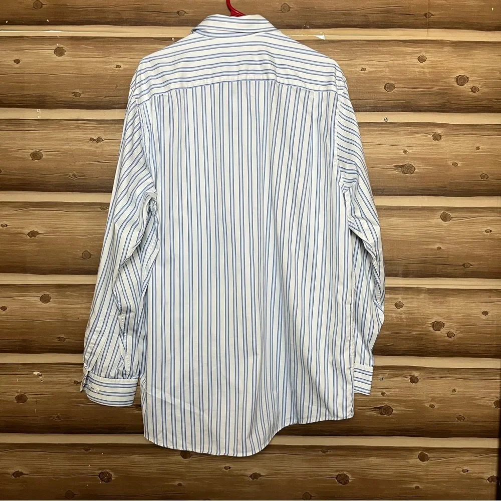 5/$25 Banana republic long sleeve bottoms down blue white striped shirt‎ size XL